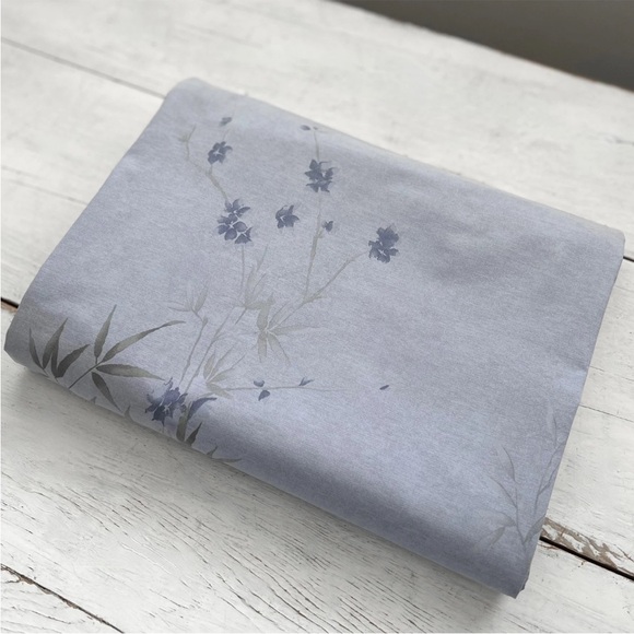CALVIN KLEIN Bamboo Flowers FULL/QUEEN DUVET Cover Rhythmic Stripe BLUE Hyacinth - Picture 1 of 6